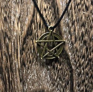 Pentagram Necklace- Black Cord Necklace
